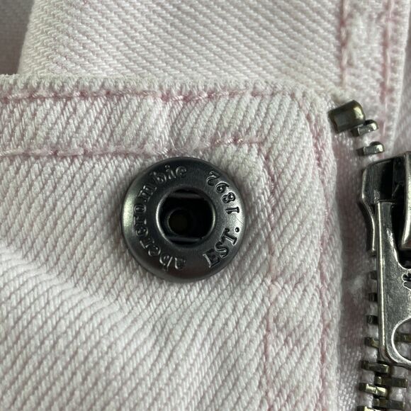 Abercrombie Kids Jean Jacket Girls Small Pink Distressed Denim Rock Retro Zip - Picture 3 of 8